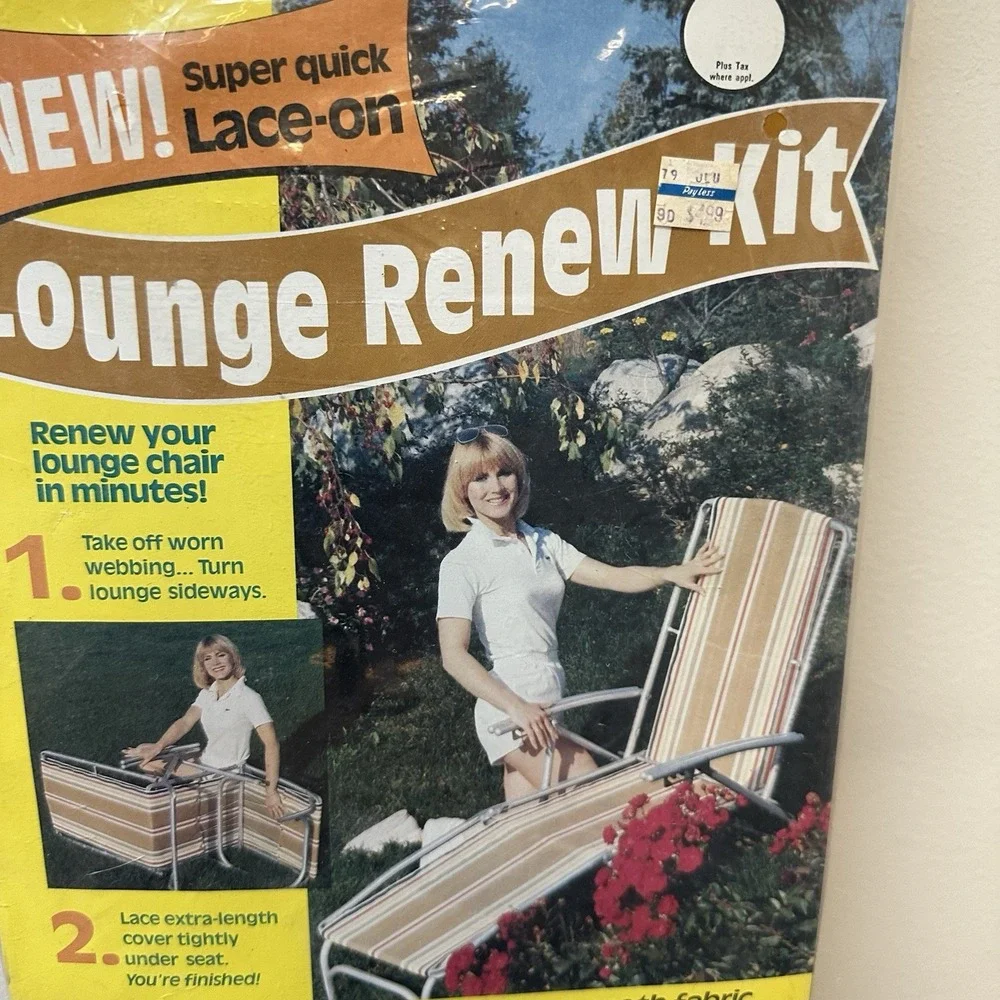 Vintage Lawn Garden Lace on Lounge Chair Webbing Fabric Renew Kit NEW NOS
